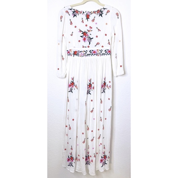 NWT White Floral Embroidered Large Boho Maxi Dress - Picture 3 of 8